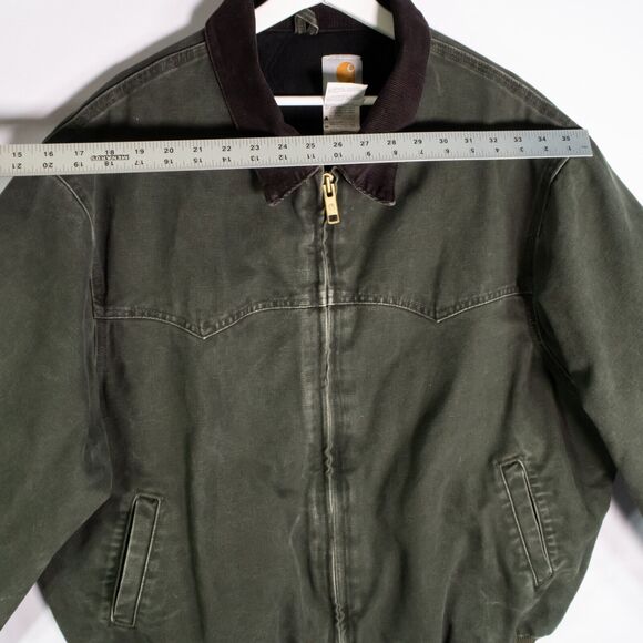 VTG Carhartt Jacket Moss Green Santa Fe Detroit Duck Canvas J14 MOS Men's XXL - Picture 11 of 13